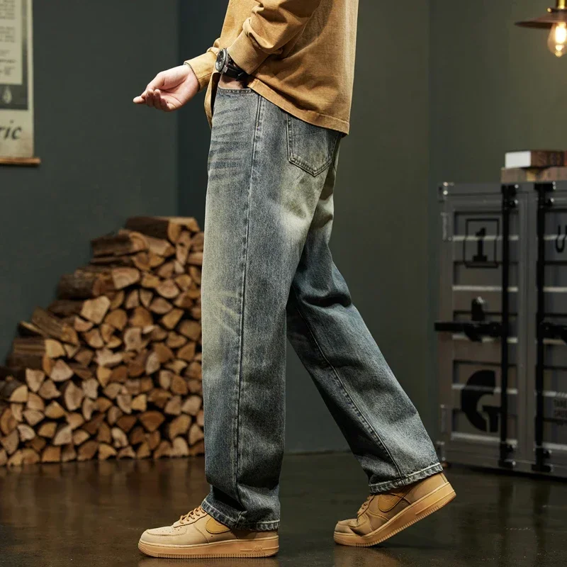 Baggy Jeans Men Wide Leg Pants Casual Oversize Jeans For Men Clothing Loose Fit Vintage Male Denim Trousers 2024 New Kpop