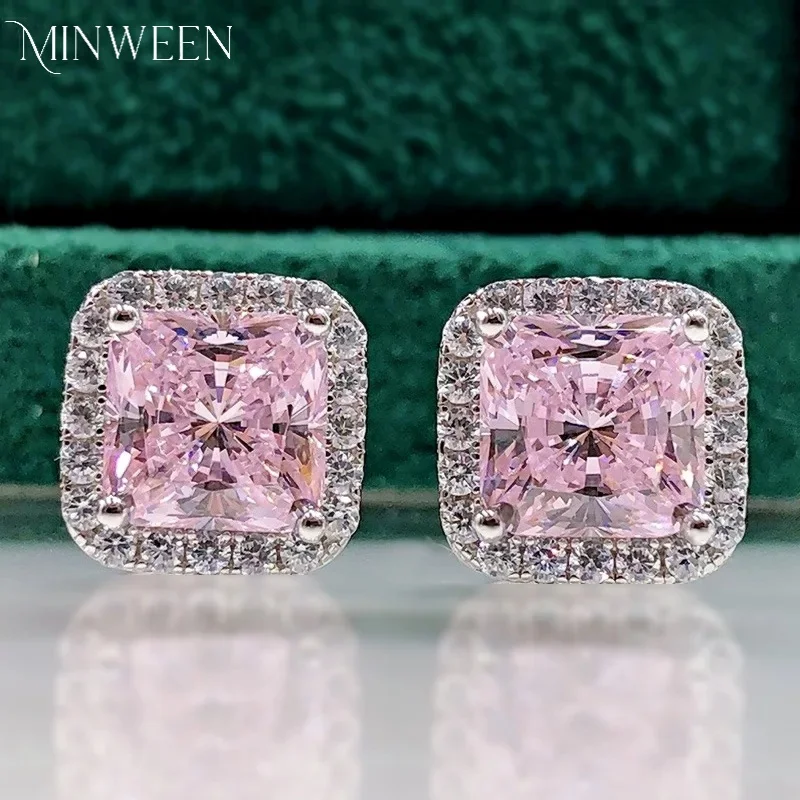 MINWEEN Fashion Flower 7*7mm High Carbon Diamond Stud Earrings with 925 Silver Party Gift