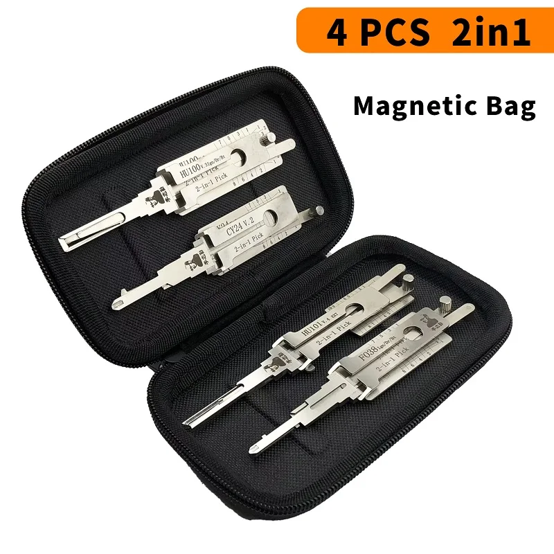 4PCS LISHI 2in1 HU100 HU101 CY24 FO38 With Magnet Bag Decoder For JEEP Ford Land Rover Lincoln Volvo Lock Pick Locksmiths tool