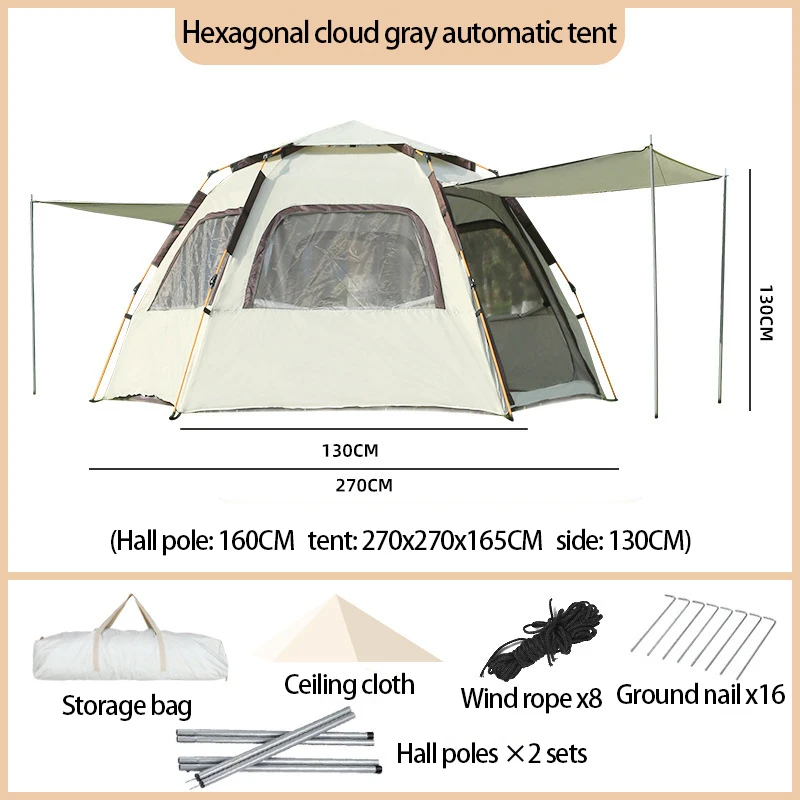 Barraca ao ar livre portátil parque rápido piquenique barraca de emergência hexagonal engrossado equipamento acampamento proteção solar