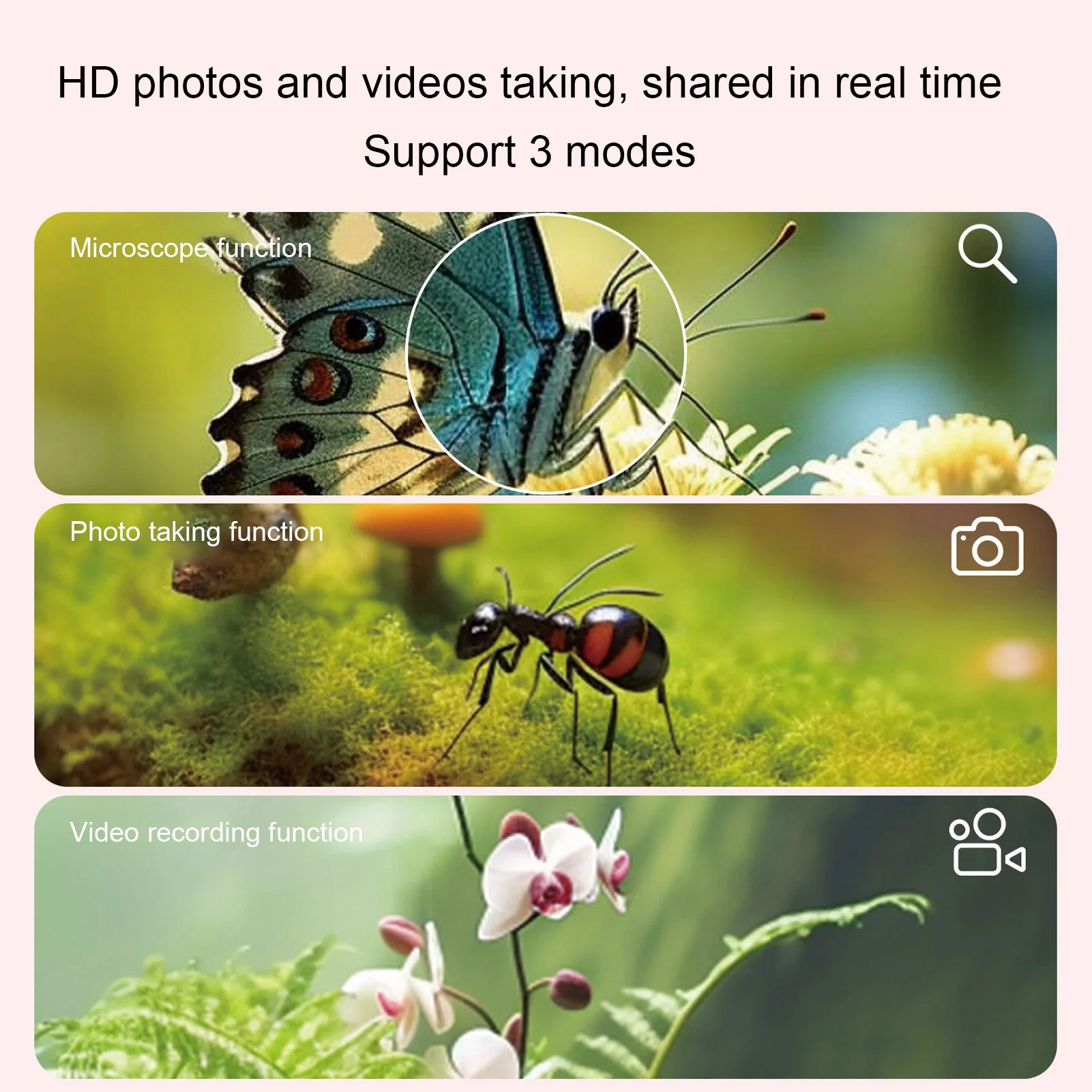 16x Magnification Handheld Digital Microscope Camera 4x Zoom 2 Inch Screen 1080P Pocket Magnifying Glass Photo Video Recording