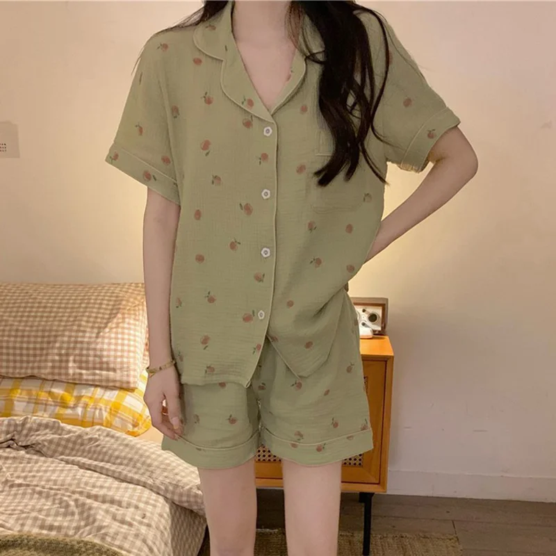 Ladies Loungewear Set Sweet Girl Summer Lazy Style Pajamas Loungewear Ladies Short Sleeve Cute Loungewear Loungewear Set