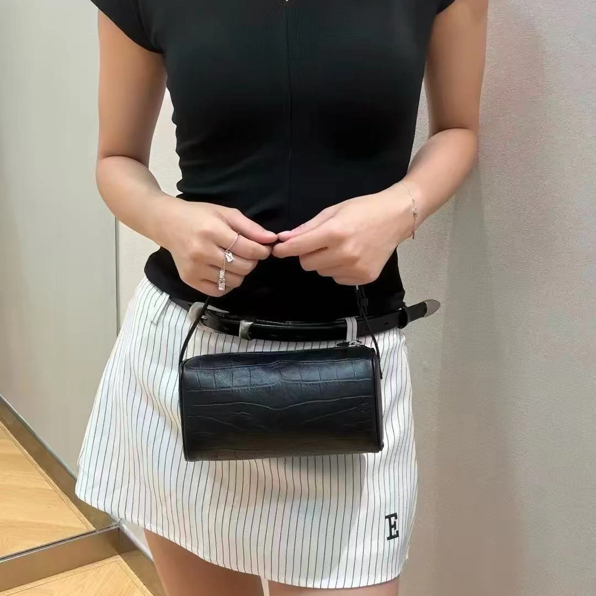 CKKUI Retro Women's Alligator Pattern Small Handbags and Purse Genuine Leather Cowhide High Quality Clutch Totes Crossbody Bags