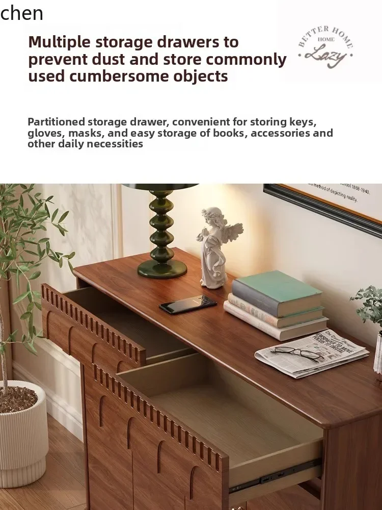 b11-7.1 all-solid wood shoe cabinet, integrated storage cabinet against the wall