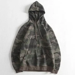2025 spring men's washed cotton knitwear camouflage wind hooded pullover casual couple hoodie