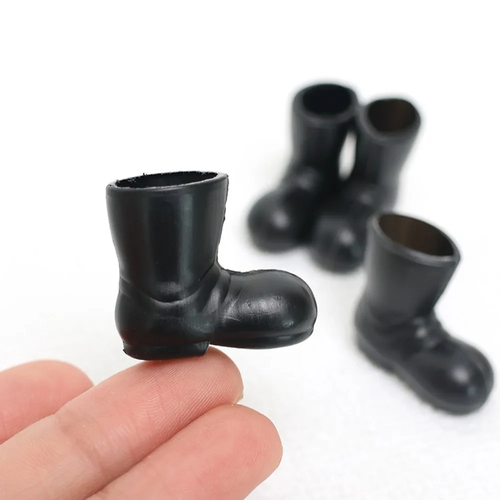 Dollhouse Miniature Elf Rain Shoes Mini Plastic Black Christmas Boots Doll House Miniature Scene Props Doll Accessories