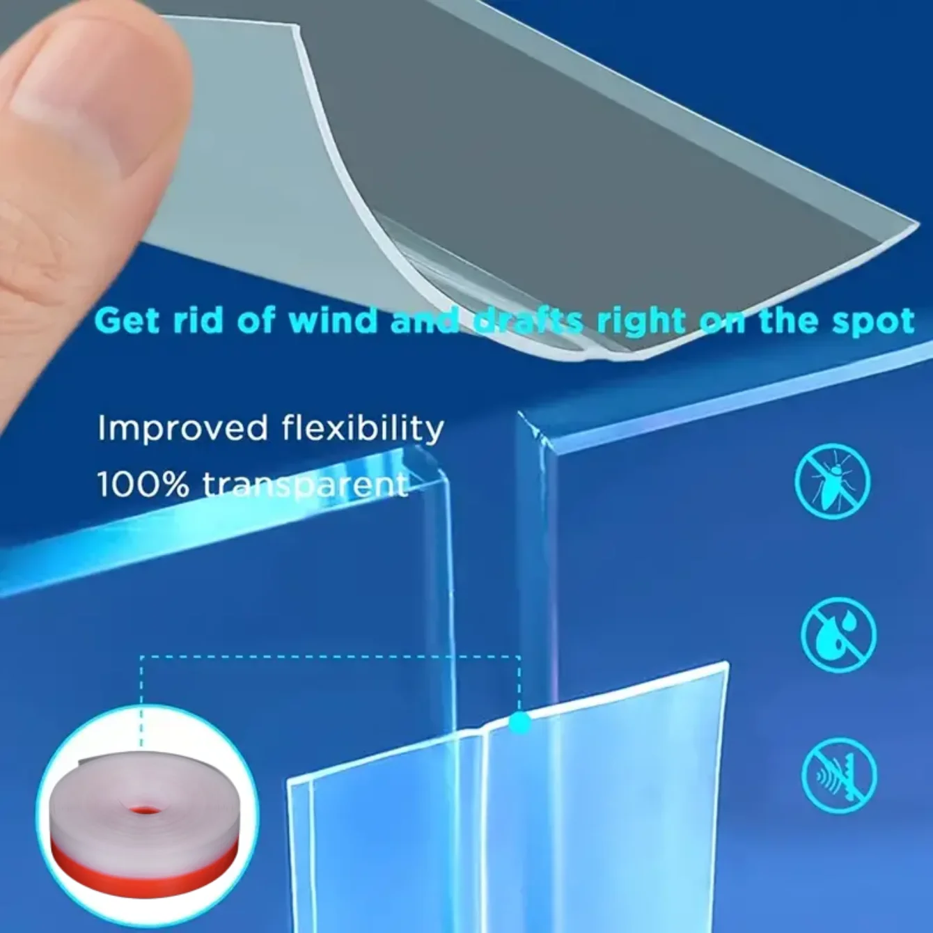 Silicone Weather Stripping Door Seal Strip Strong Adhesive Soundproof Tape for House, Glass Shower, Windows & Doors(Transparent)
