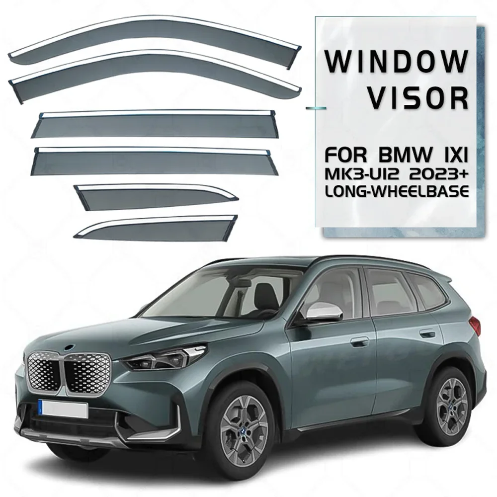 

Chrome Strips Rain Guards for BMW Ix1 U12 2023- Long Wheelbase 6PCS WindowVisor Wind Deflectors Door Visor Vent Shades Ventvisor