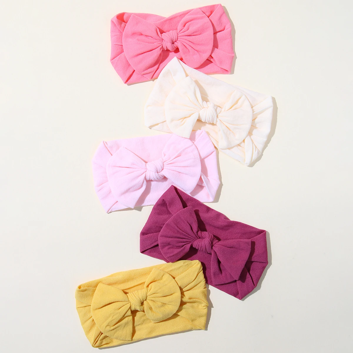 5Pcs Cute Bows Baby Headband Soft Elastic Baby Girl Hair Bands For Newborn Infant Turban Headwear Baby Hair Accessories