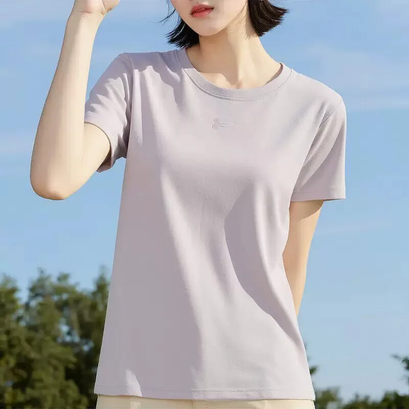 アンダーアーマー-レディース-tシャツ-2026-夏新作-ルーズニット-スポーツウェア-半袖-1387316-009