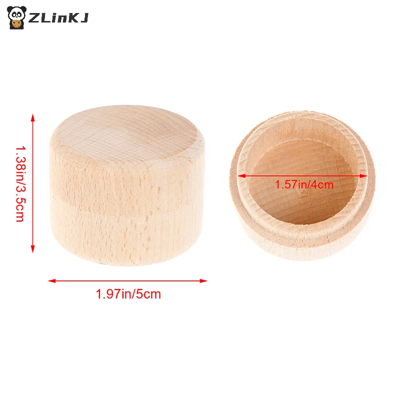 ▶1Pcs Round Wooden Wedding Ring Jewelry Trinket Box Wood Sto