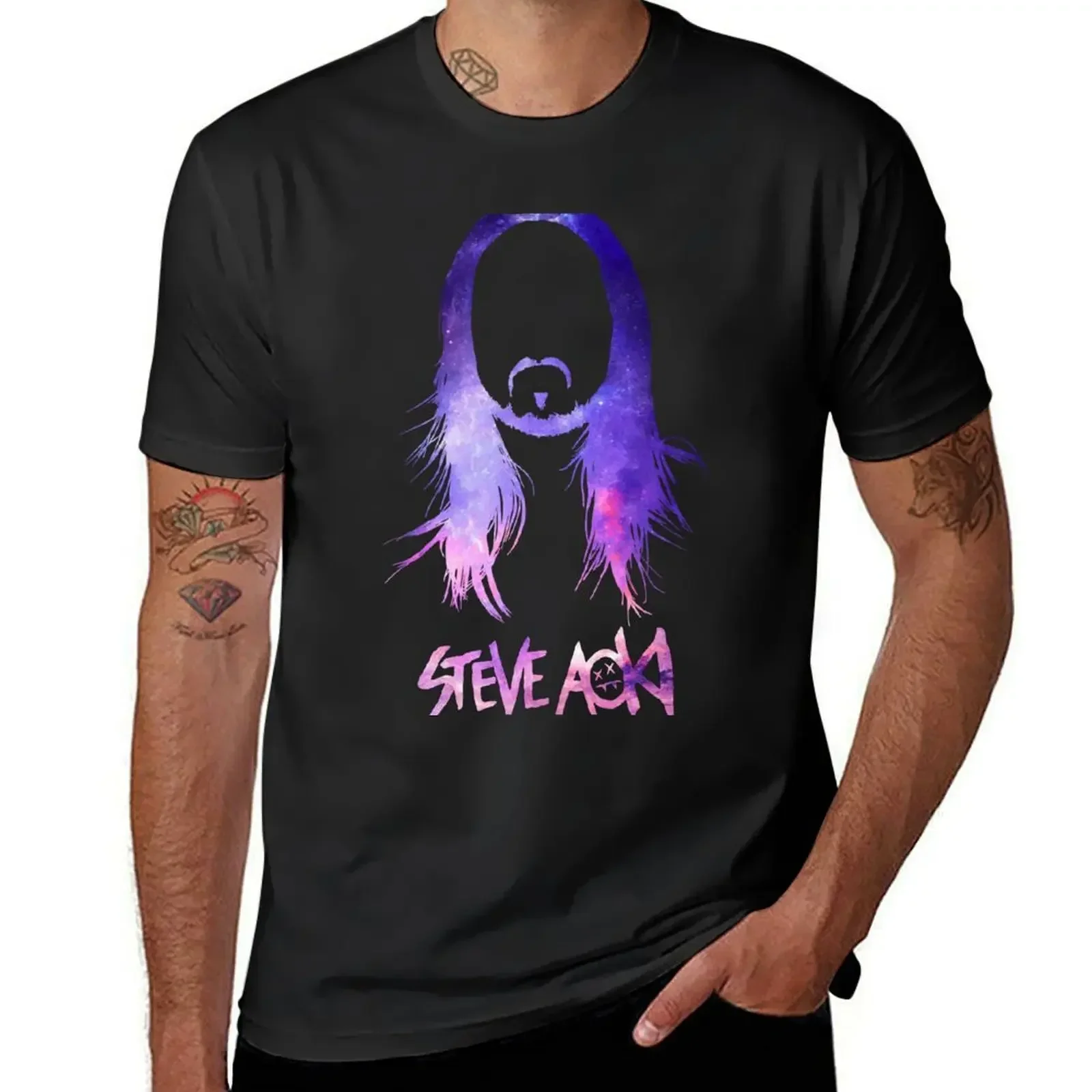 Steve Aoki T-Shirt Aesthetic clothing summer top anime clothes mens heavyweight fashion Round Neck manga vintage anime style man