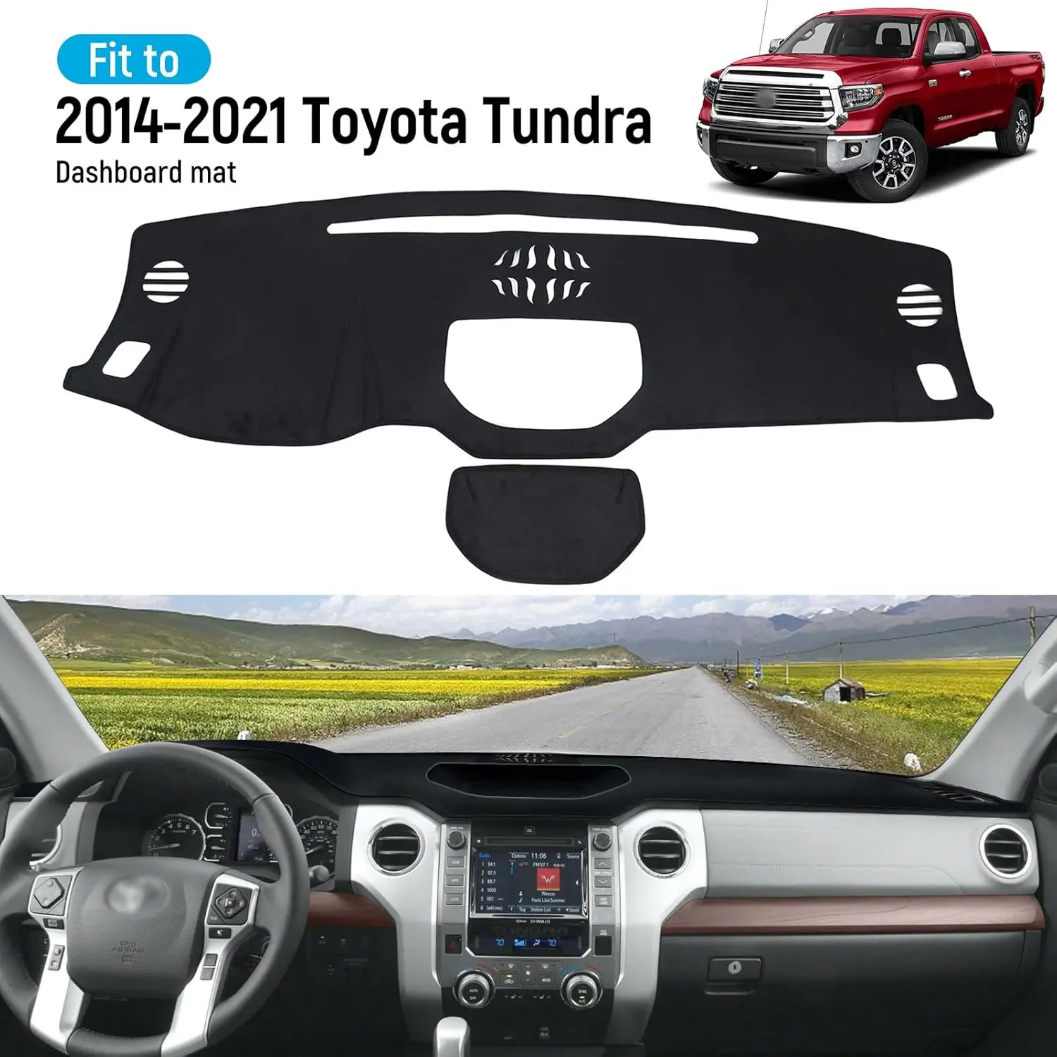 

Dash Cover for Toyota Tundra 2014-2021 Accessories Flannel Dashboard Cover Dash Mat Center Console Cover Sunshield Protector Pad