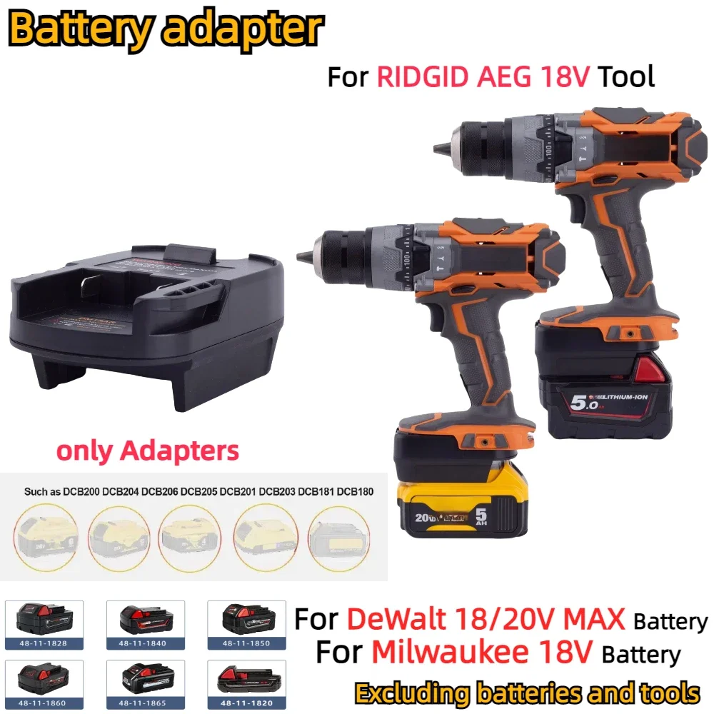 

1 PCS Adapter/Converter for Milwaukee 18V/DeWalt 20V MAX XR DeWalt DCB Series Battery TO RIDGID AEG 18V Cordless Power Tools