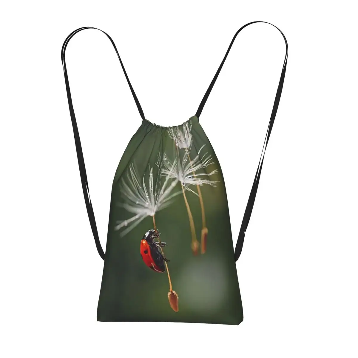 

Cute Ladybug With Dandelion Design Backpacks Casual Drawstring Bags Sports Bag Book Bags for Travel School