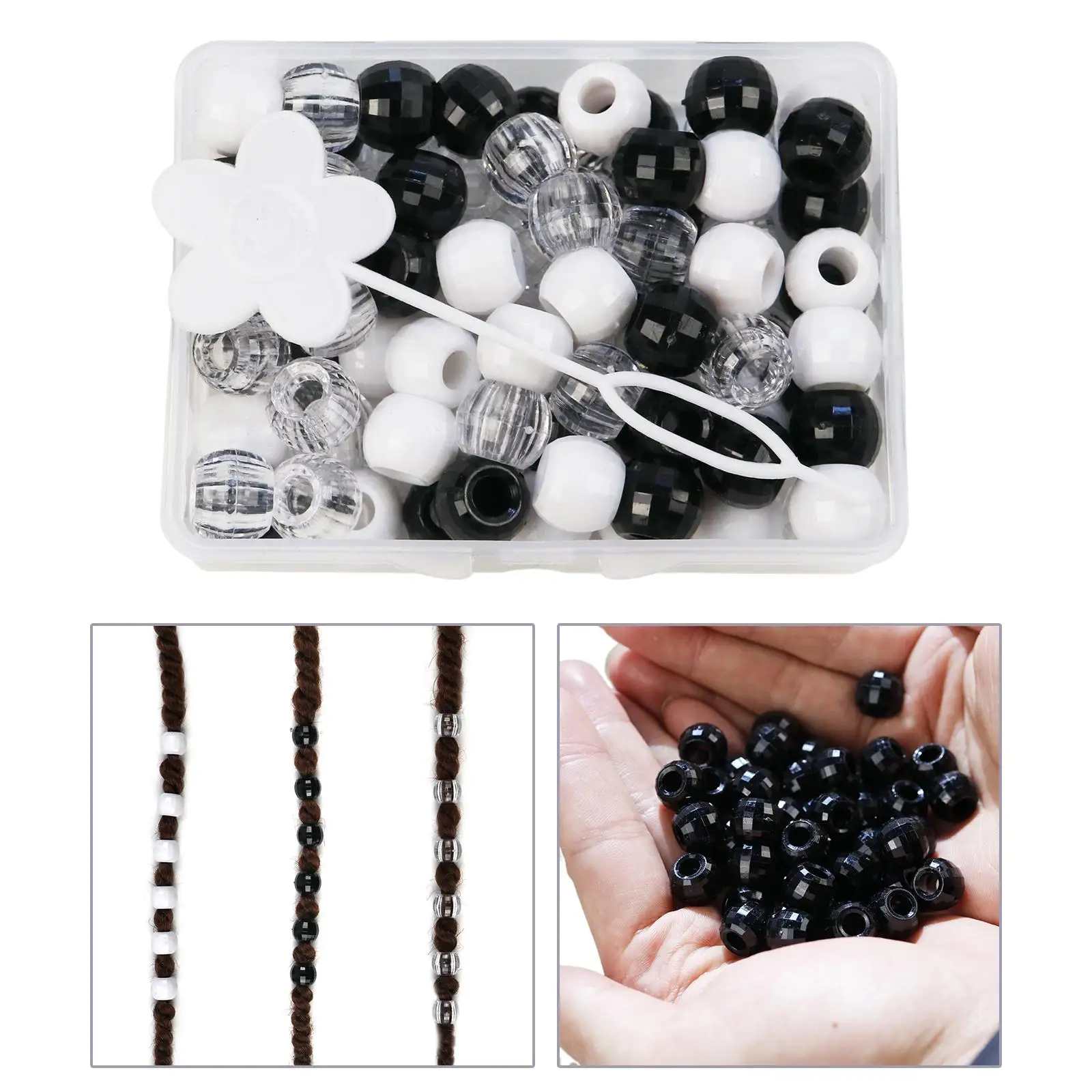 70Pieces Hair Braiding Beads with Transparent Tube Beads Dreadlocks Hair Braid Beads for DIY Ornaments Jewelry Making