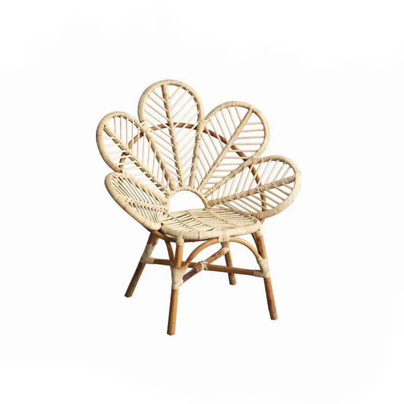 Factory Direct 2026 vine peacock rattan chair ins single Nordic home Japanese rattan chair coffee table balcony handmade leisure