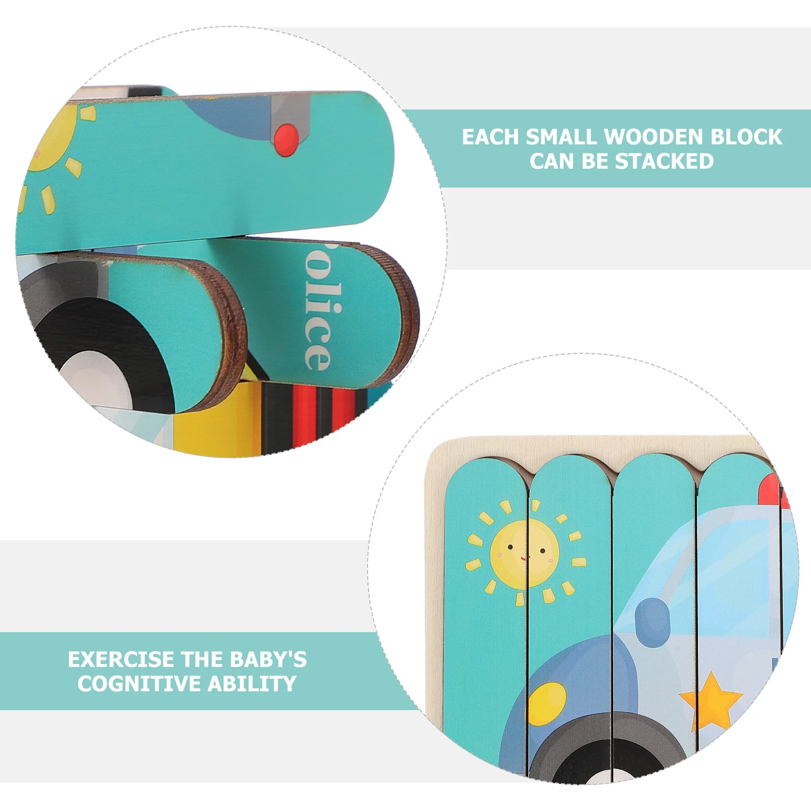 

1 Set Kids Educational Wooden Jigsaw Cognitive Learning Matching Block Stick Plaything Wood Stick