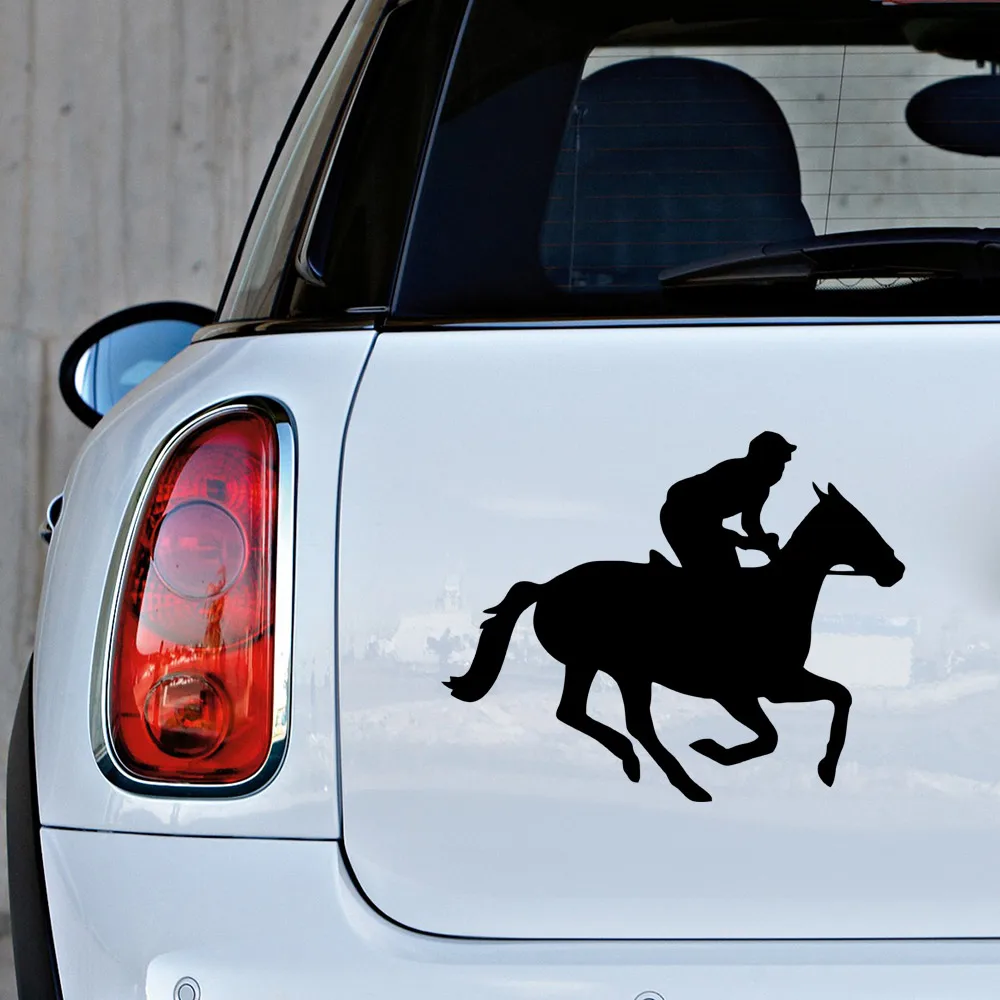 MIGNATIS-Riding Horse Jockey Adhesive Sticker Mural Art Decal For Car Window Loptop Decoration Vinyl Stickers Waterproof Self