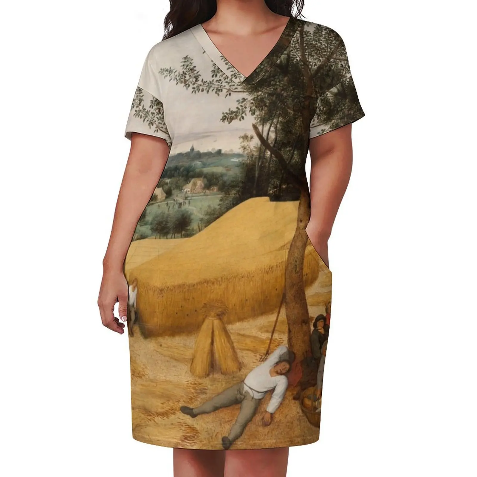 The Harvesters - Pieter Bruegel the Elder Loose Pocket Dress Elegant gowns long dress women summer