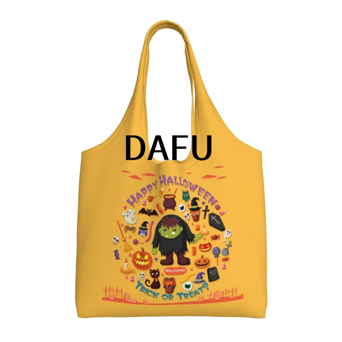 

Happy Halloween Funny Halloween Print Cotton Tote Bag - Casual Commuter Shoulder Bag for Work Grocery Shopping Trick or Treat