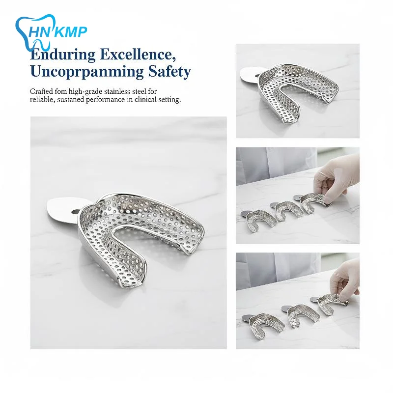 6Pcs Stainless Steel Dental Impression Trays Easy to Clean Upper Lower Teeth Molds for Teeth Whitening Kit Use