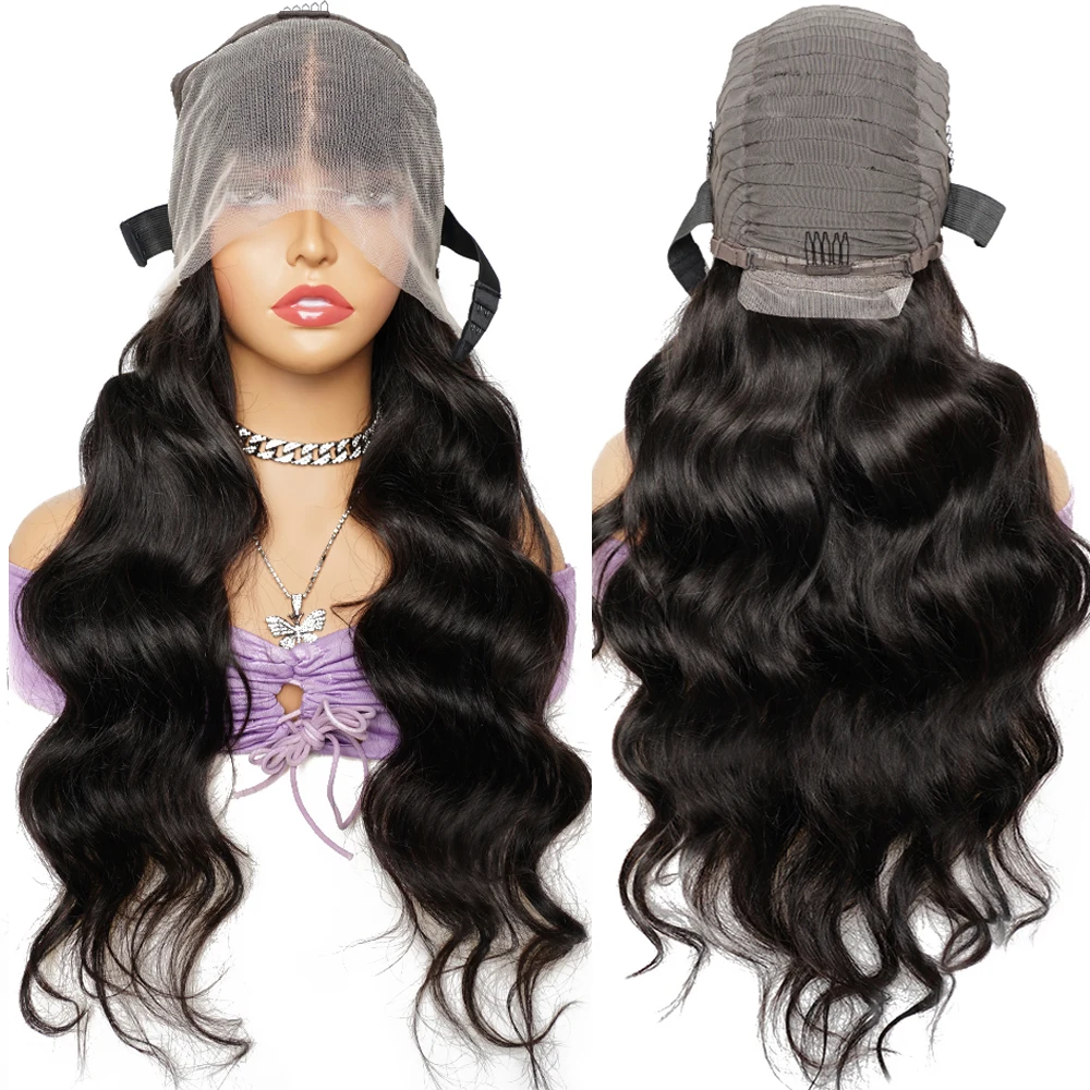 Body Wave 13x4 Transparent Lace Frontal Human Hair Wigs 180% Density Raw Indian Remy Hair 4x4 Closure Wig For Women