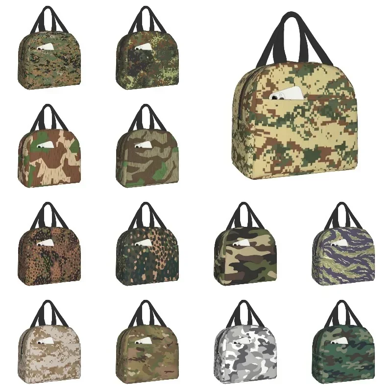 

Camo Insulated Lunch Bag for Women Waterproof Army Camouflage Cooler Thermal Lunch Tote Office Picnic Food Bento Box