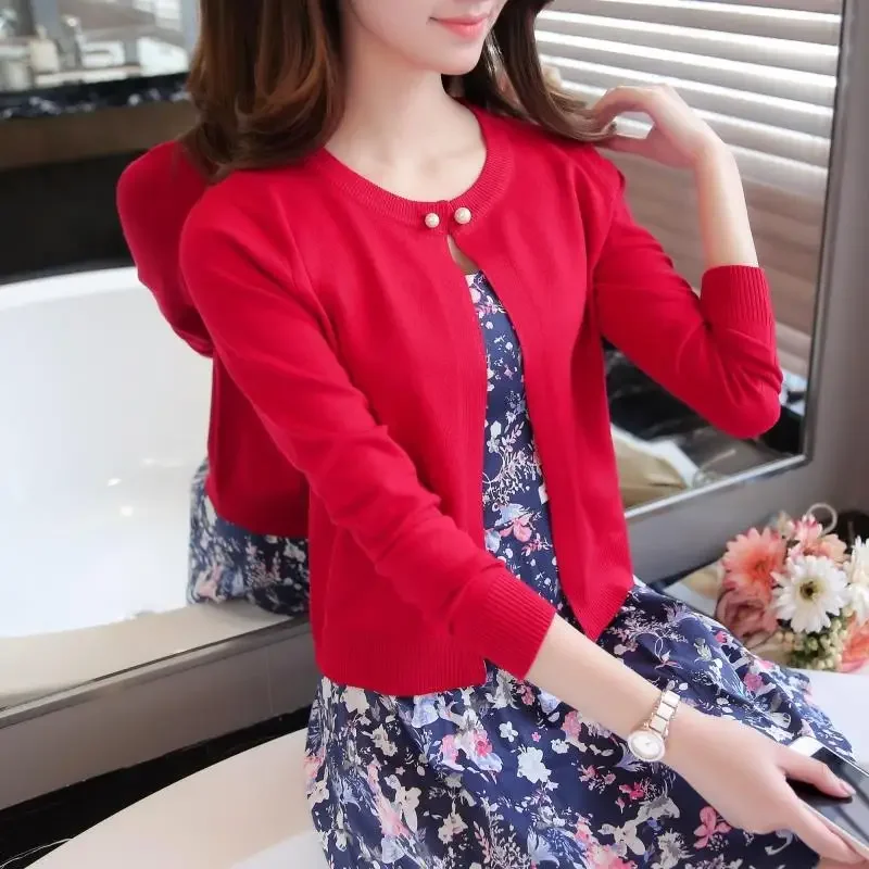 Korean Fashion New Female Cardigan Autumn Winter Sweater 2024 New Spring Jacket Coat Knit Cardigan Candy Color Basic Tops