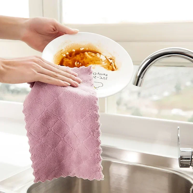 5/10 microfiber towels absorbent kitchen cleaning cloth non-stick oil dish towel dishcloth tableware household cleaning towel