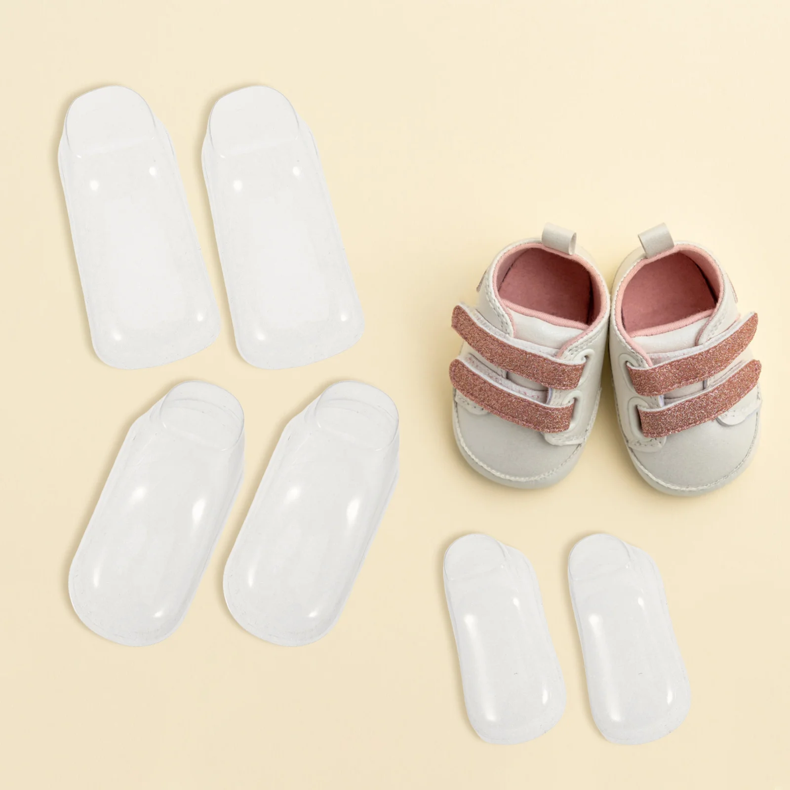 

90pcs Baby Display Stand Clear Plastic Space-Saving For Shoes Socks Foot Molds Retail Craft Shows Shoe Form Holder Plastic Shoe