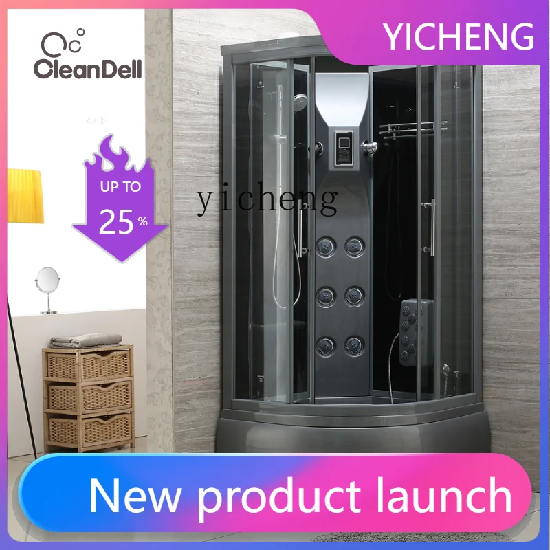 

Элитная серая душевая кабина LYY для ванной комнаты, прямоугольная паровая кабина с изогнутой ванной.
