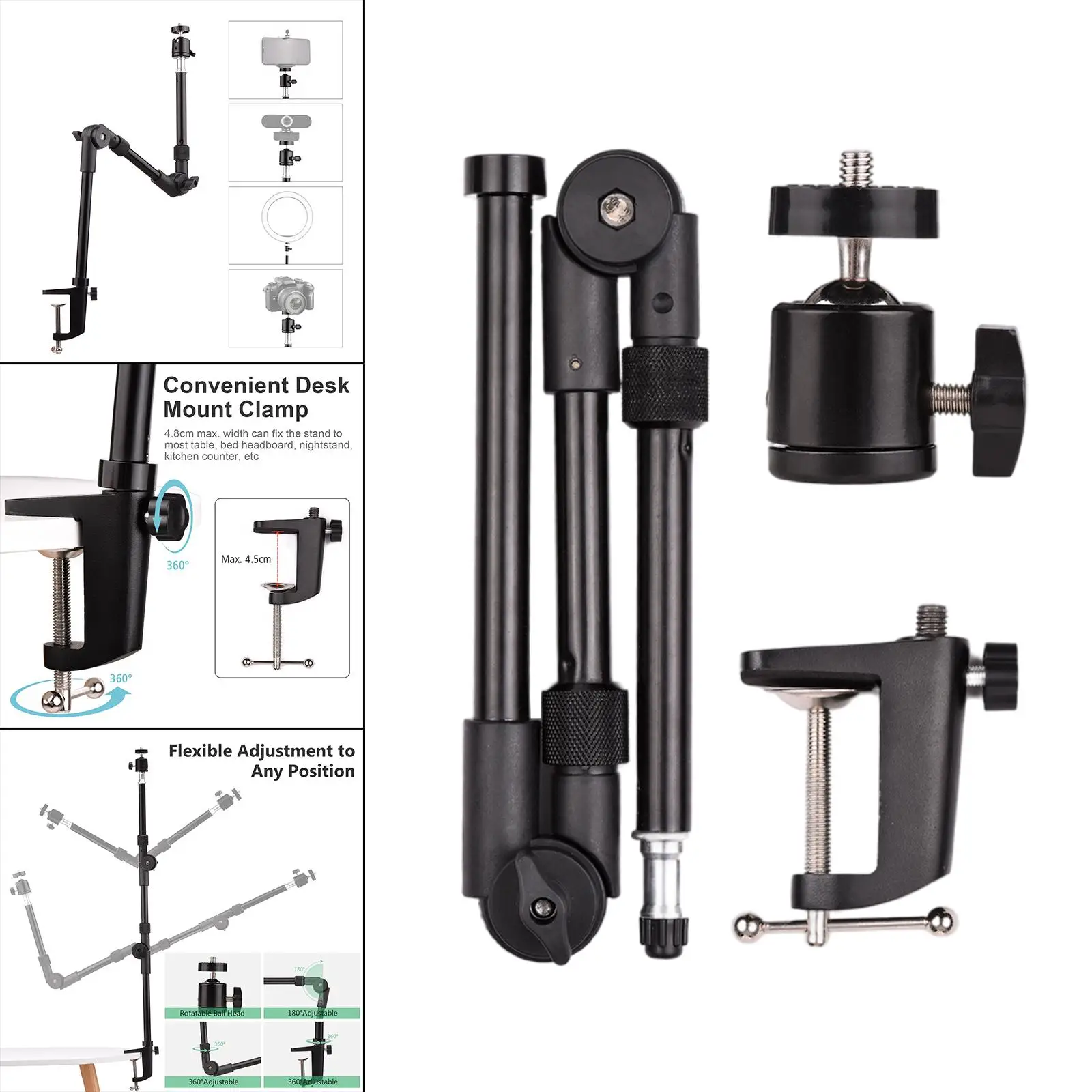 Akcesoria do uchwytów biurkowych Stojak Uchwyt na kamerę internetową Przestrzeń robocza Elastyczny uchwyt na telefon Biurko
