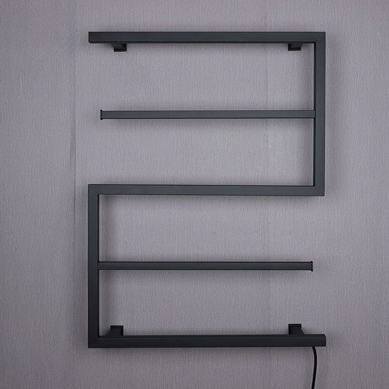 

High Quality Black 80CM*60CM Bathroom Electric Bath Towel Heating Towel Shelf Rack Towel Dryer Shelf Intelligent Heated