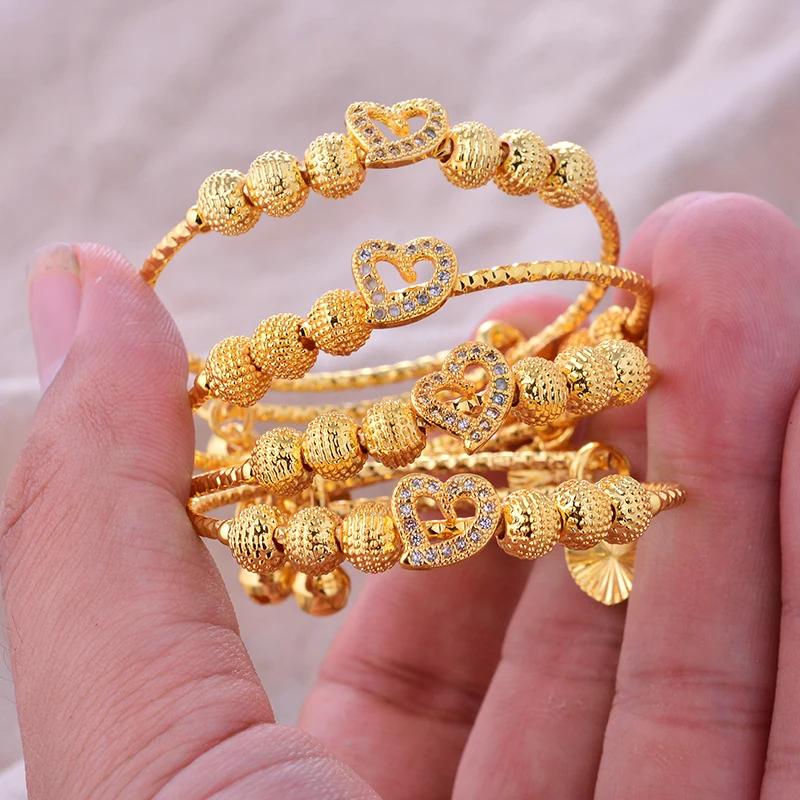 

Luxury Baby Bracelet Dubai Gold Plated Bangles Jewelry For Girls Boys Banquet Party Gifts Arabic Chain Bangles