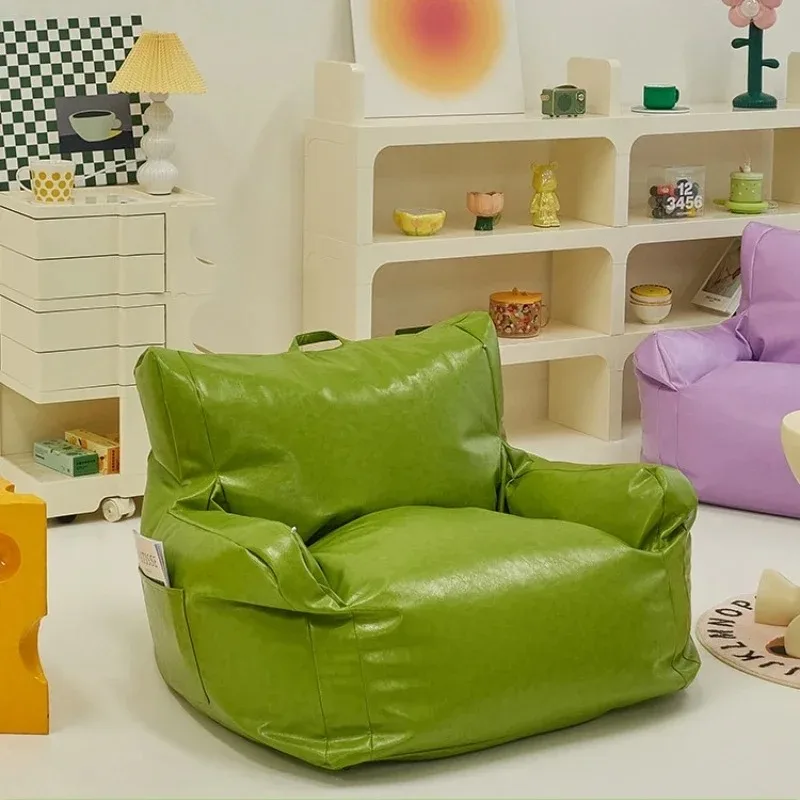 Unique Yellow Seats Sofa Green Stuffing Small Pu Cute Corner Single Bean Bag Adults Foldable Pouf Geant Furniture Home