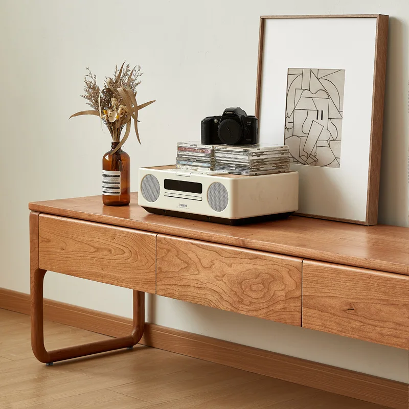 

Тумба под телевизор из массива дерева для небольшой квартиры, вишневый шкафчик для гостиной