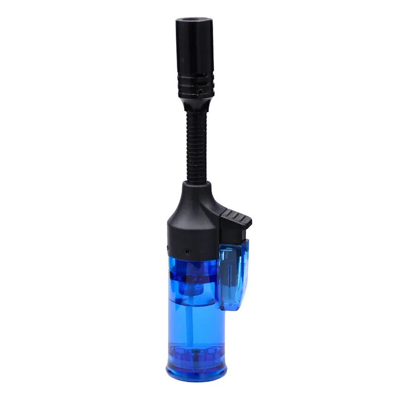 360 Degree Inflatable Hose Outdoor Windproof Turbine Torch Lighter Direct Fire Transparent Visible Gas Flame Gun Kitchen Tool