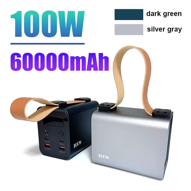 

60000mAh 100W Power Bank Portable USB C DC Fast Charging Large Capacity External Battery for Camping Mobile Phones Laptops