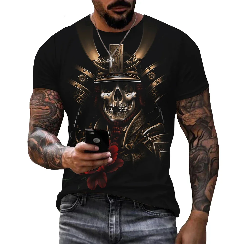 Men's and Women's Short-sleeved Crewneck T-shirt, Streetwear, Samurai, 3D Printing, Kokors, Bushido, Casual, Fashion
