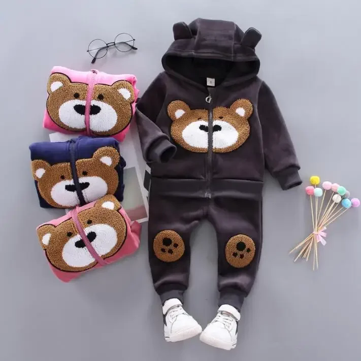 

Autumn Fashion Newest Girls Clothes Coat Pants 2Pcs/Set CARTOON Bear Kids Children Clothing Sets 1-4 Years Baby Tracksuit Set