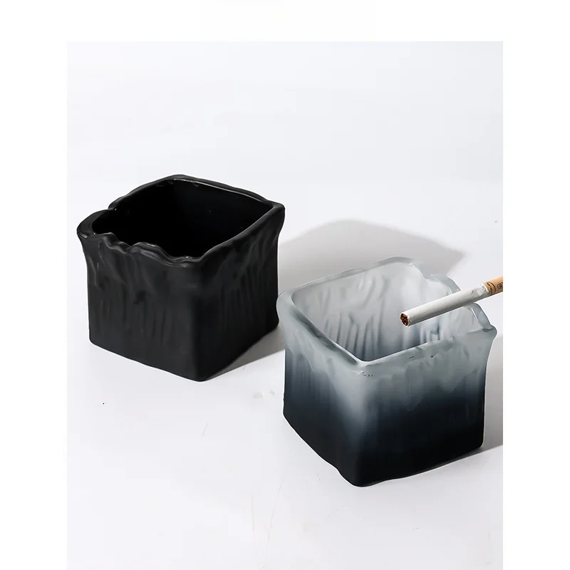 

Elegant Modern Glass Ashtray Creative Home Living Room Dustproof Cover Office High End Simple Style Decorative Ashtray