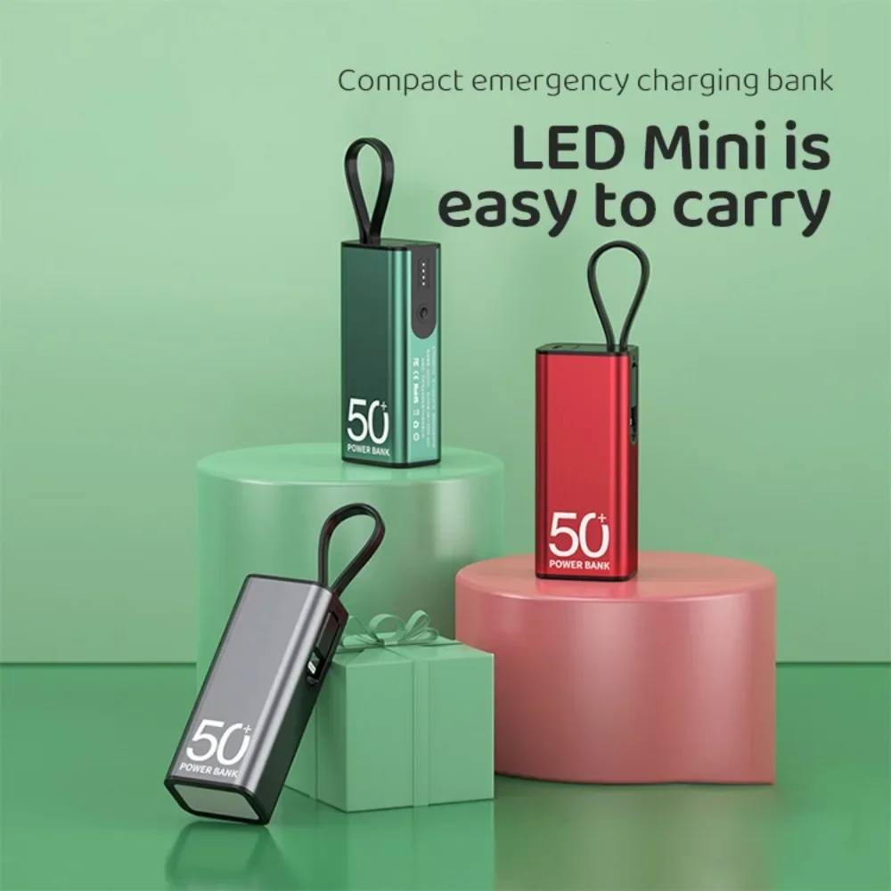 Multifunctional Outdoor Mini Power Bank 5000mAh Portable Small Size Fast Phone Charger Emergency Flashlight Lighting Powerbanks