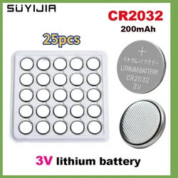 25-100PCS CR2032 200mAh CR 2032 Button Battery 3V Lithium Battery for Watch Toy Calculator Car Remote Control Button Coin Cell