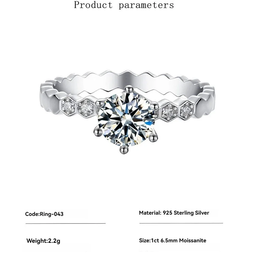 

Luxury 1ct/2ct White Round Moissanite Rings for Women - 925 Sterling Silver Wedding Band Ring Jewelry & Engagement Gift