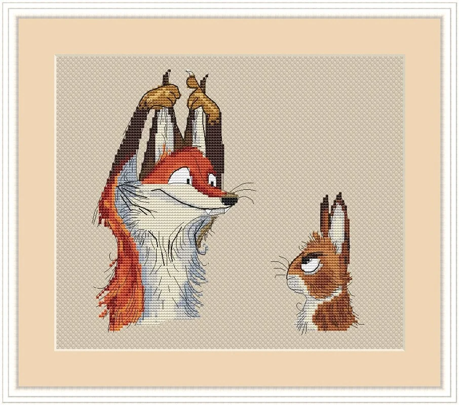 

Modern mat And Rabbit Cross Stitch Kit Linen Fabric Printing Living Room Home Decor Embroidery Chinese Brand Cool ...