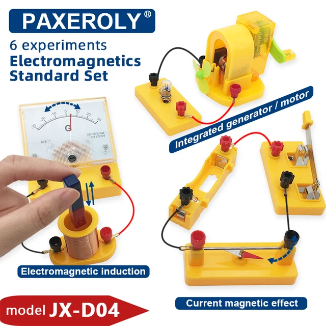 Podstawowy zestaw eksperymentów elektromagnetycznych Pomoce dydaktyczne w laboratorium fizycznym Indukcja elektromagnetyczna Silnik elektryczny Model generatora ręcznego