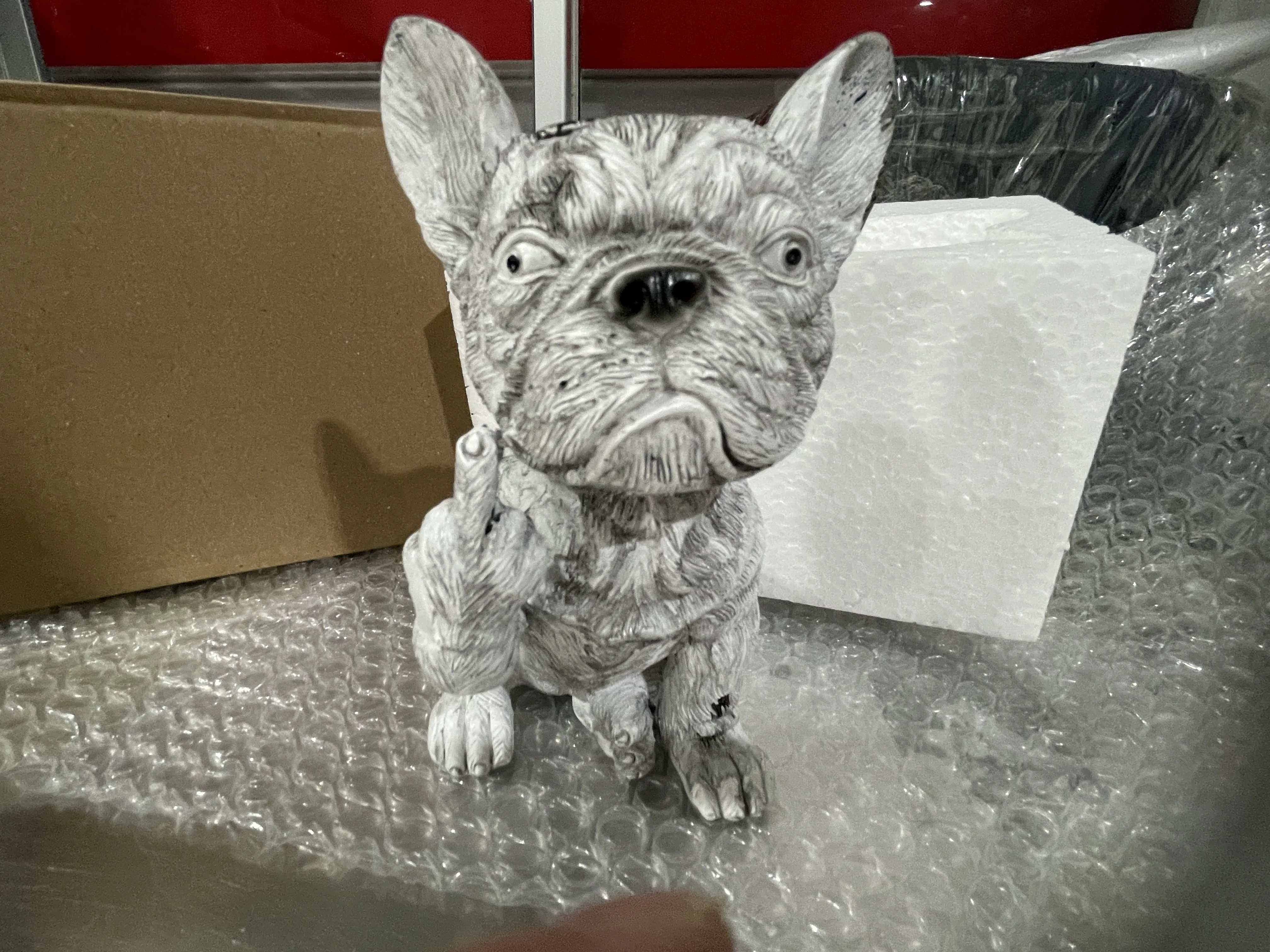 Funny French Bulldog Middle Finger Planter, Resin Bulldog