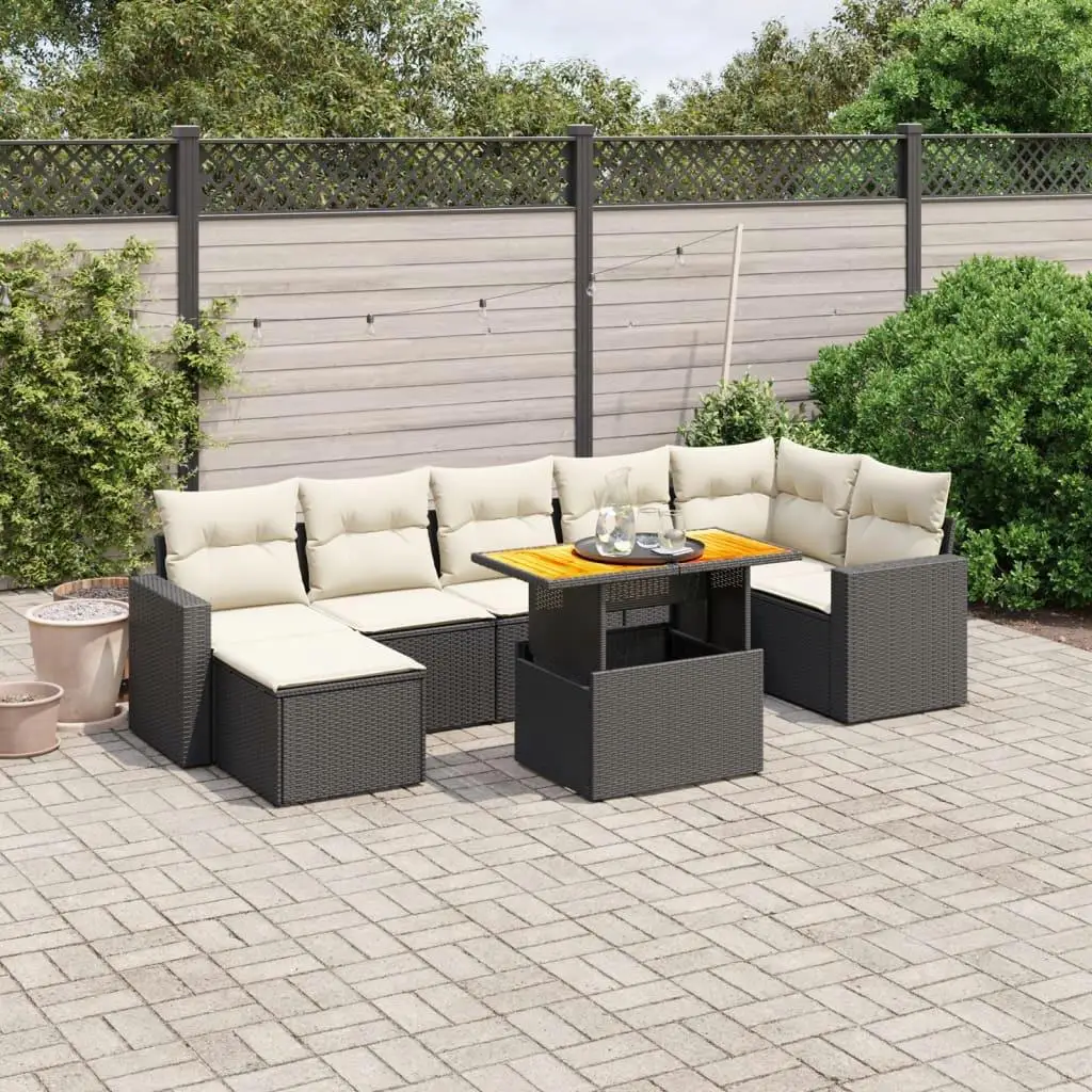 

Garden Sofa Set Outdoor Black and Cream White Cushions Modern Design Comfortable Furniture for Patio and Balcony