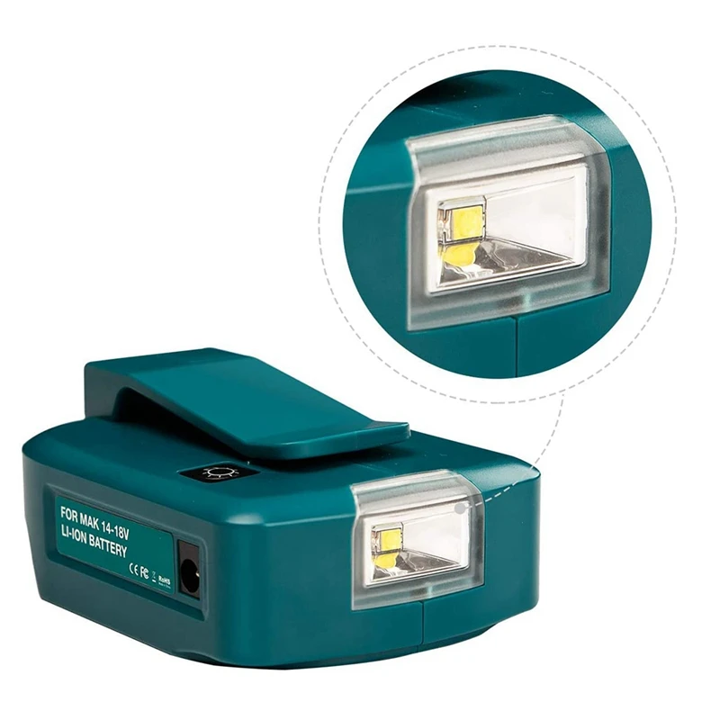 New-For Makita ADP05 14.4V/18V Lion Battery USB/Type-C Converter Port With LED Light Spotlight Outdoor Light For Makita